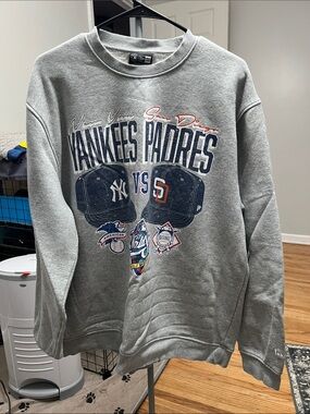 New Era Gray Yankees vs Padres Crewneck Sweatshirt